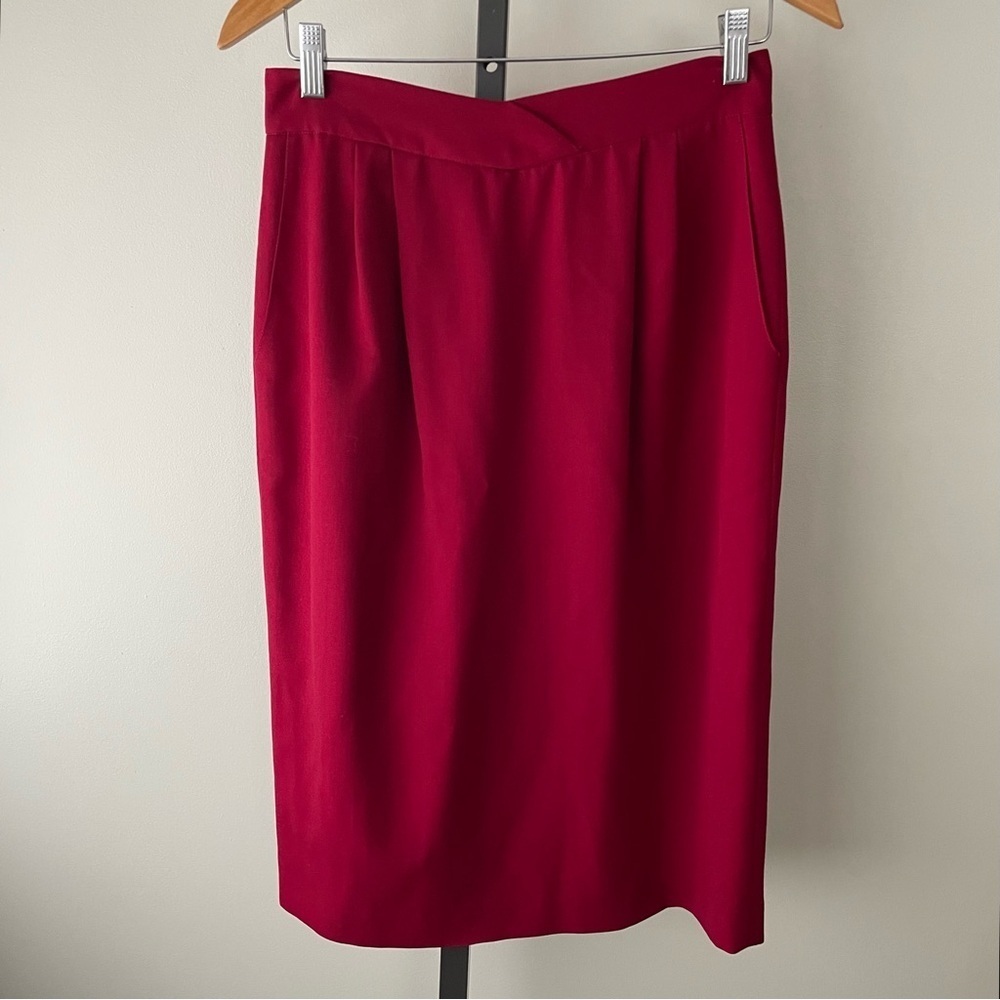 Vintage 100% Wool Braemar Red Midi Skirt Size 10
